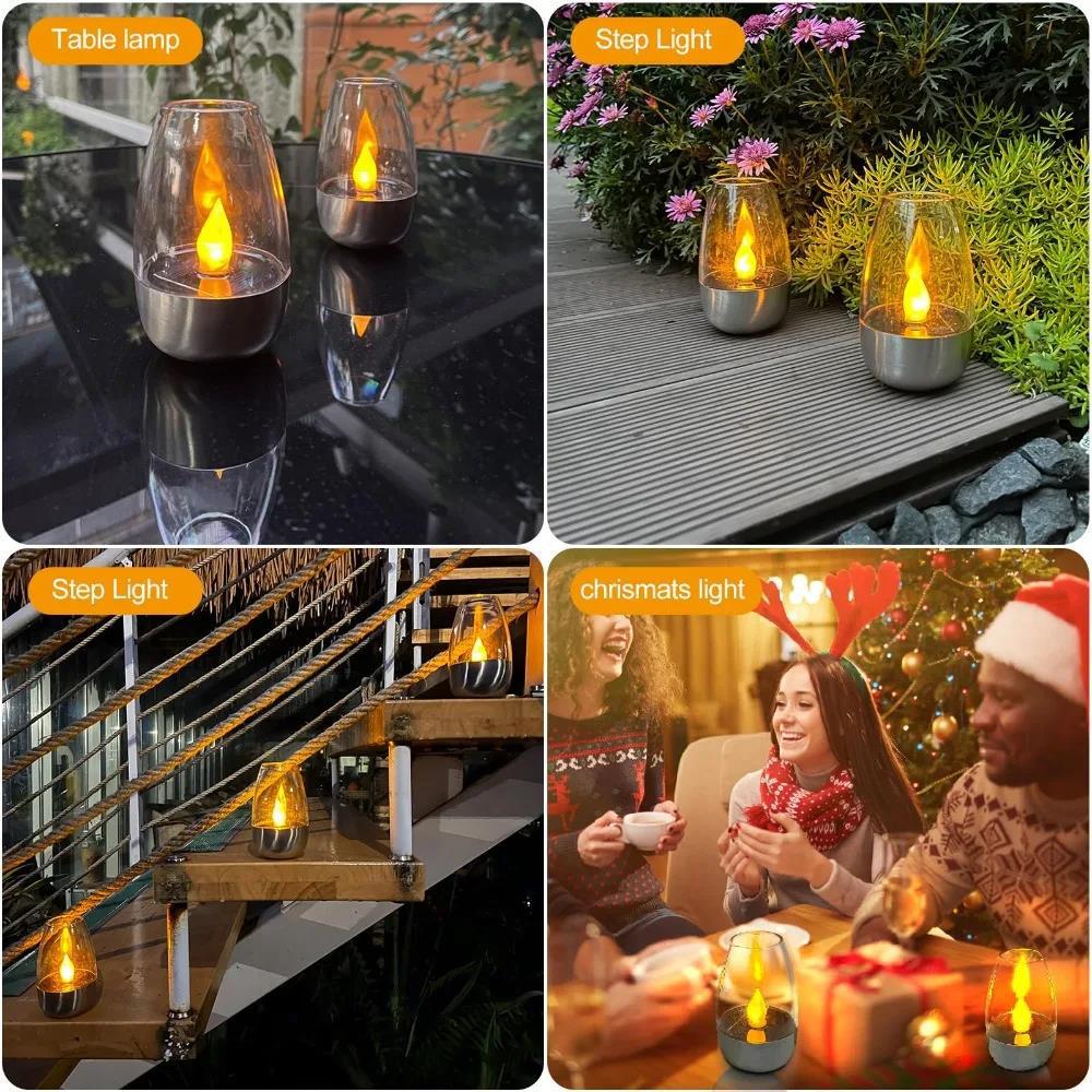 Solar-Powered LED Candle Wine Glass Light - Waterproof Outdoor Garden Decoration