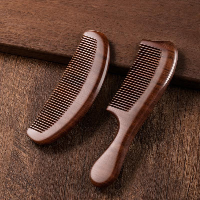 Sandalwood Wide-Tooth Comb - Anti-static Wooden Hair Comb for Men & Women, Portable Massage Brush for Straight Hair