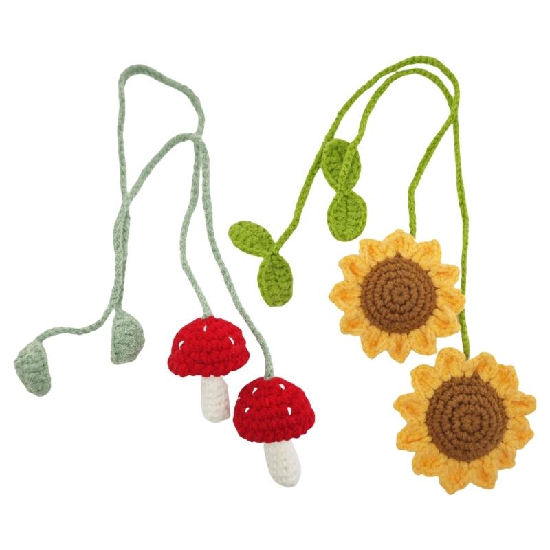 Handmade Sunflower Car Mirror Hanging Ornaments Unique Car Interior Decoration Upgrades Set of 2 for Interior Designs