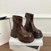 British Style Platform Height Increase Women Short Boots Autumn Winter Ladies Chunky Motorcycle Boots