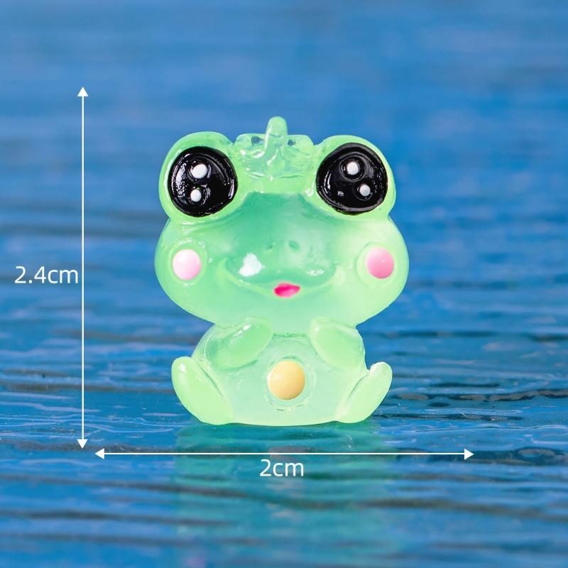 Cute Glow-in-the-dark Frog Figurine Decorative Accessories Resin Handicrafts Car Desktop Trinkets