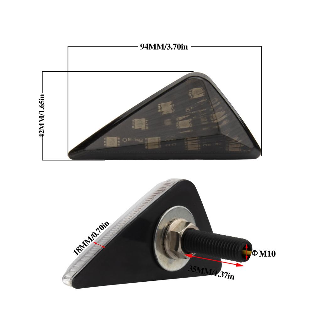 2Pcs Motorcycle Turn Signal Lights Triangle Indicator Blinker Side Lights Motorbikes Yellow