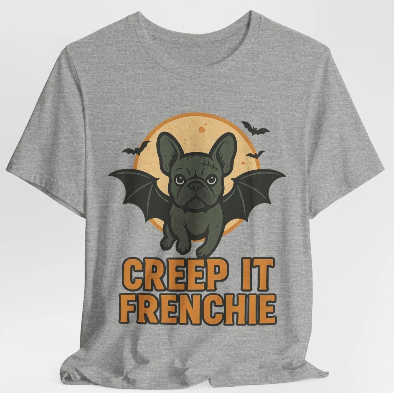 Creep It Frenchie Halloween T-Shirt Funny French Bulldog Bat Dog Tee S