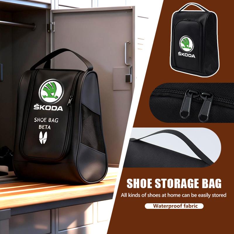 AAFO1 For Skoda Oxford Cloth Shoe Storage Bag Dustproof Portable Shoe Organizer Accessories Fabia 1 2 Octavia A7 RS Superb Rapid Yeti