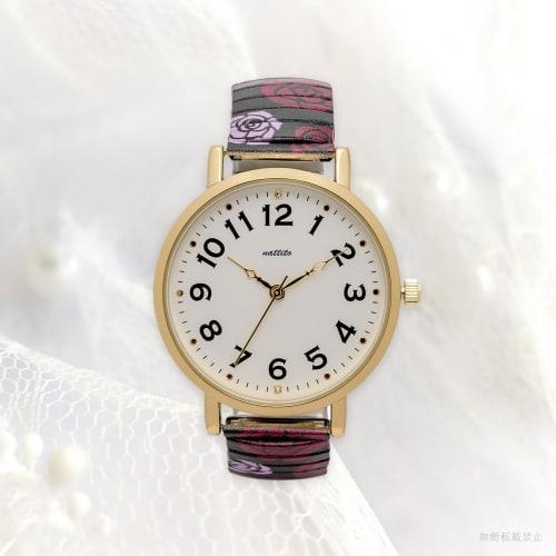 Fieldwork Women's Analog Watch with Bellows Strap, Stainless Steel, Peggy Rose Design, Black, YM120-3