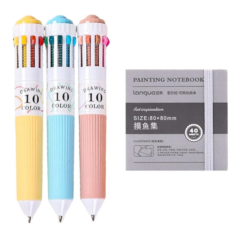 

10 in 1 Smooth Writing Pen Retractable Ballpoint Pen 10 Colors Multicolor Pen For Journaling Doodling School Supplies 1