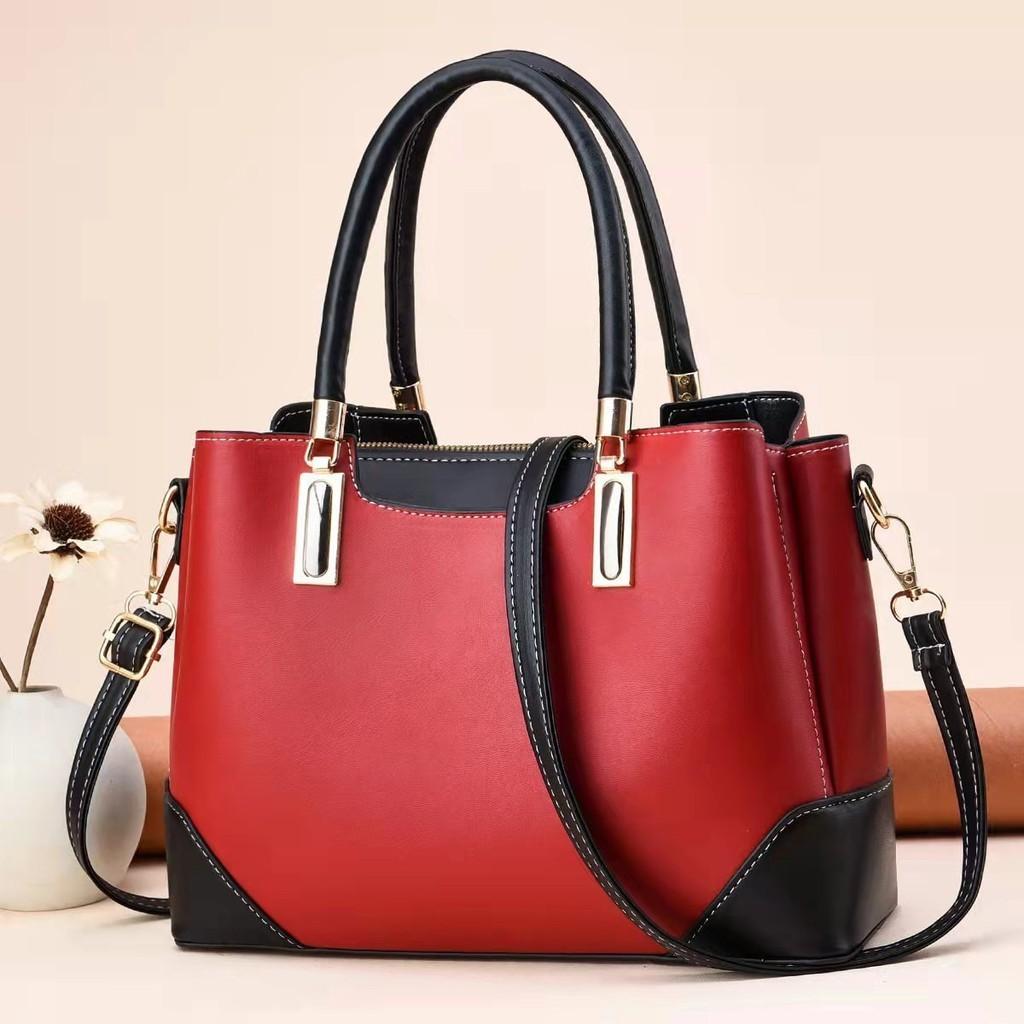Simplistic Large Capacity Tote Bag 2023 New Women's Bag Cross-border Soft Leather Splicing Big Bag