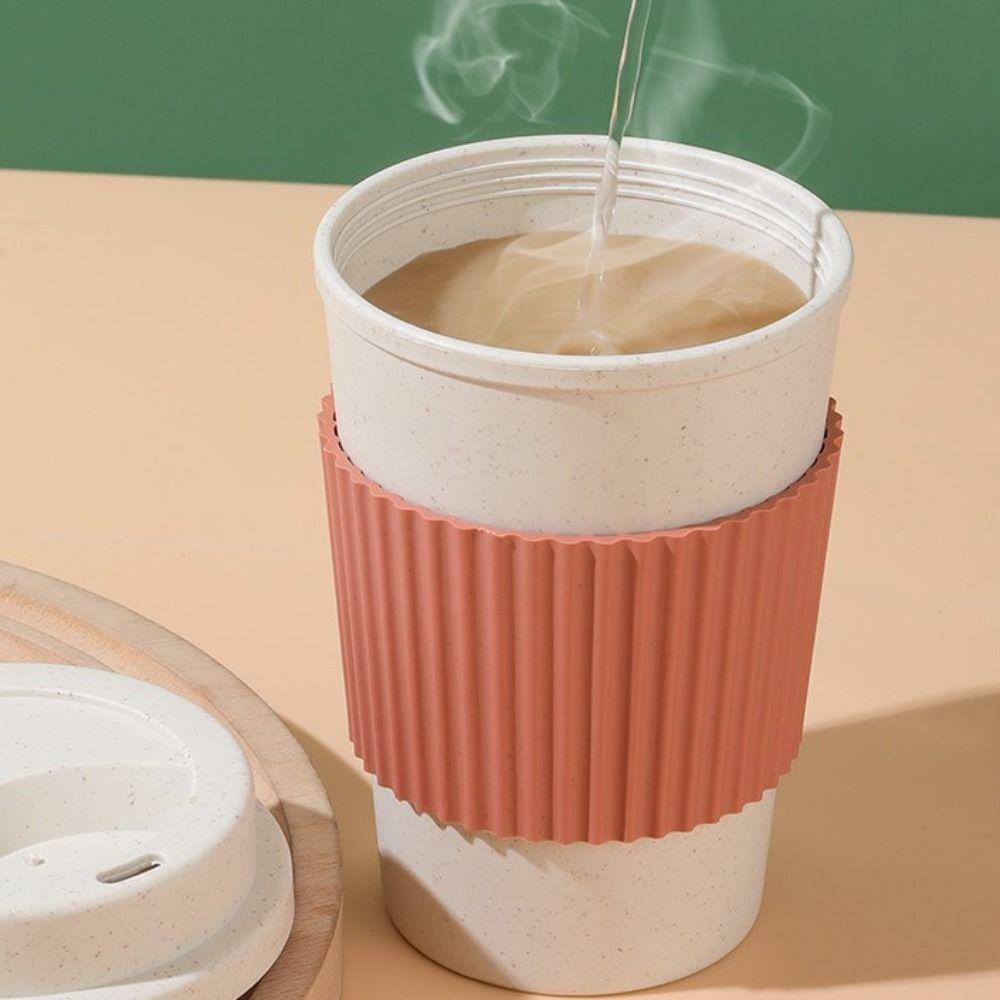 Wheat Straw Coffee Cups with Lids Milk Cup Portable Coffee Mug  Home