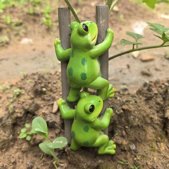 Cute Frog Figurine 2 Funny Ladder Statue Frogs Climbing Waterproof Resin Garden