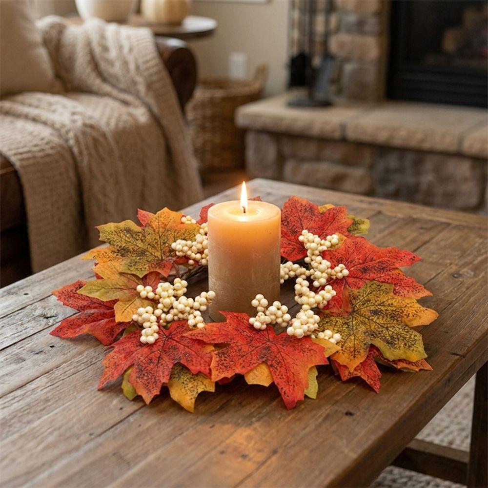 Autumn Harvest Artificial Maple Leaves Garland Pumpkins Fall Mini Wreath  Wedding Party