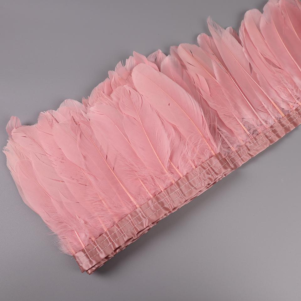 2M Natural Dyed Goose Feather Trims Real Geese Duck Feathers Fringe Ribbons For Handmade Crafts Pumas Wedding Accessories