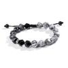 925 Silver Obsidian Bead Bracelet for Men and Women, Niche High-end Bracelet, Map Stone Bracelet