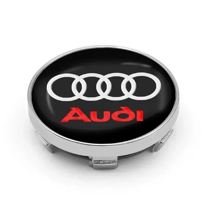 For Audi TT Q3 Q5 Q7 Q8 B5 B6 B7 B8 B9 Q7 8P 8V 8L A3 A4 A5 A6 A7 A8 4pcs Car Wheel Center Hub Caps Sticker Emblem Accessories