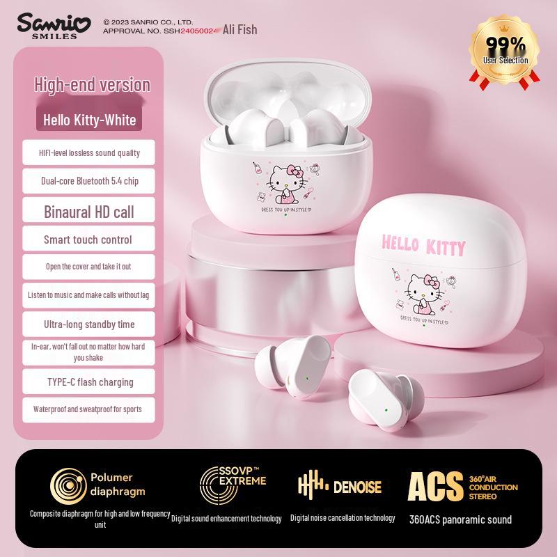 Sanrio Q1 Semi-In-Ear Wireless Bluetooth Headphones for Sports and Gaming