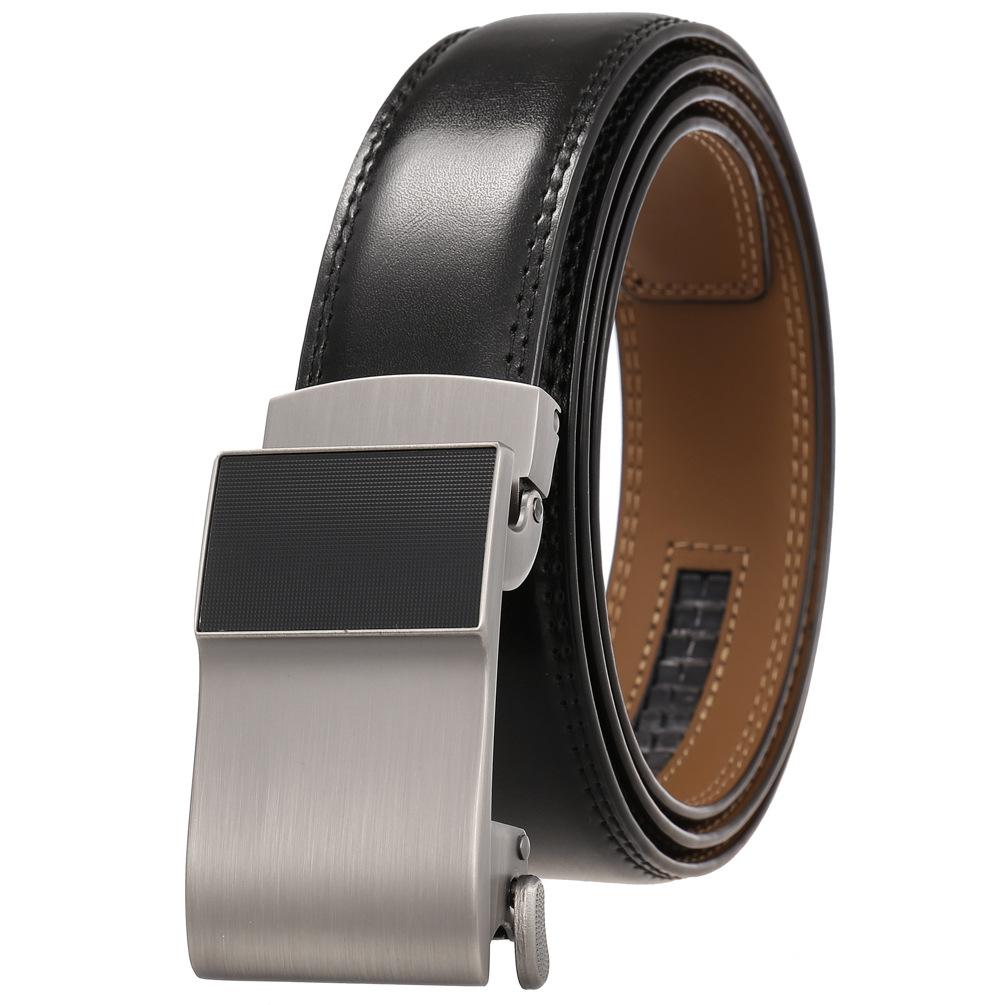 Men'S Clothing Accessories Casual Belt, Alloy Automatic Buckle Two-Layer Cowhide Belt Ly36-24974-1