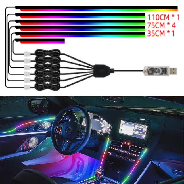 Colorful Car Interior LED Ambient Light: Flowing Acrylic Light Strip for Dashboard