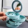 Jewelry Storage Box Multilayer Rotating Plastic Jewelry Stand Earrings Ring Box Cosmetics Beauty Container Organizer with Mirror