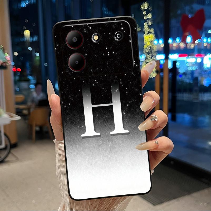 Case For ZTE Blade A54 4G Soft Silicone Black Shell ZTE Blade A54 4G Beautiful Letter Starry Sky Pattern Anti-scratch Cover