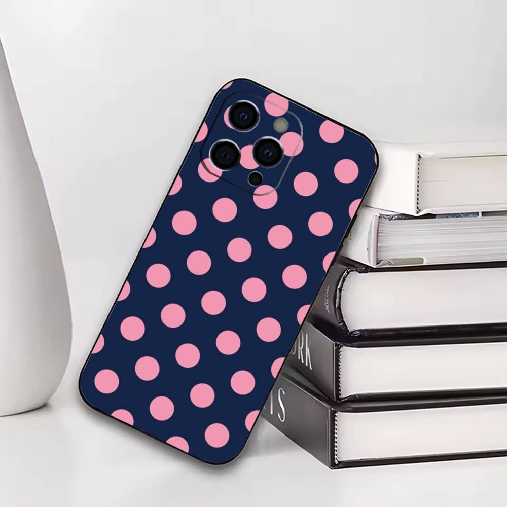 

Classic Polka Dot Pattern Phone Case For iPhone17,16,15,14,13,12,11 Plus,Pro Others Soft Black Cover iPhone17promax