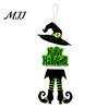 Indoor Outdoor Halloween Sign Happy Welcome Witch Legs Hat Hanging Wooden Wall Decor Durable Art Rustic Front Door Hanger for Porch Vivid Color
