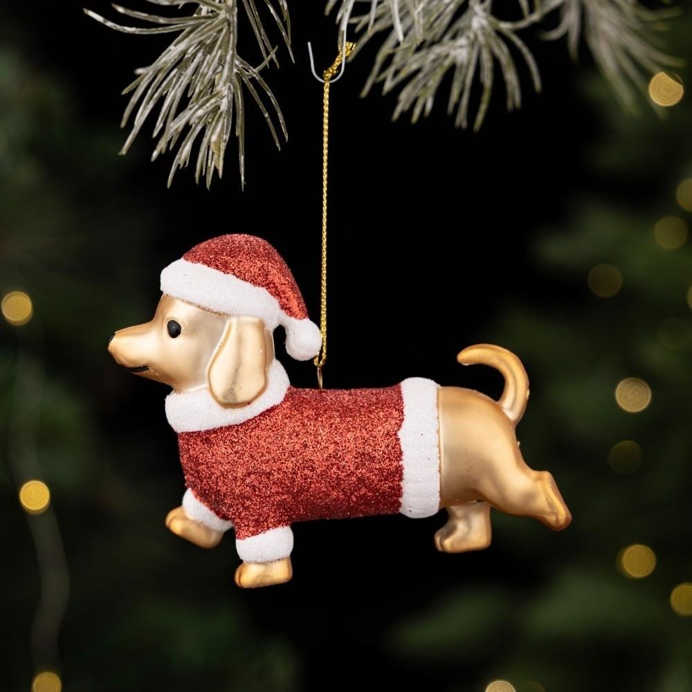 Plastic Christmas Cat Dog Pendant Kitten Christmas Hanging Cute Xmas Ornaments Bedroom