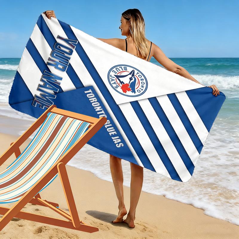 Personalisierbares Strandtuch mit Toronto Blue Jays Aufdruck, Großes Weiches Schnelltrocknendes Handtuch für Strand, Camping, Schwimmen