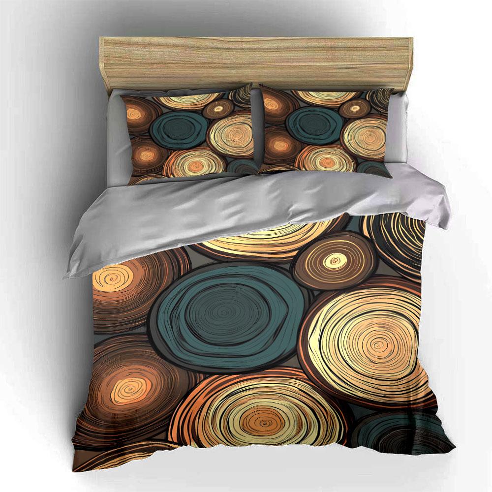 "Wood Ring Pattern Home Decor" Soft Skin-Friendly Bedding Set Includes 1 Duvet Cover And 2 Pillowcase Gift