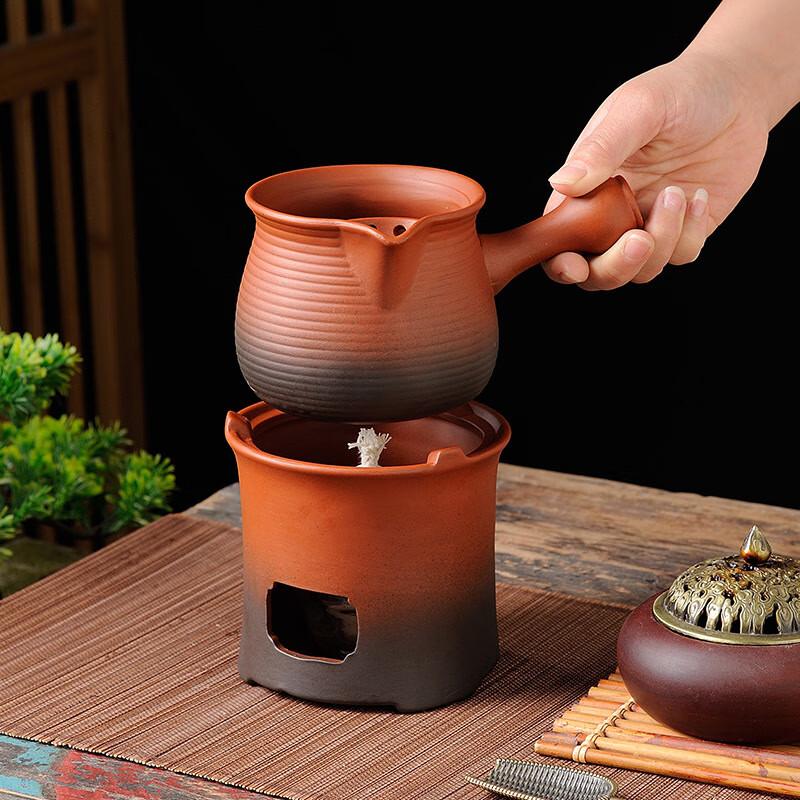 Minimalist Clay Teapot with Alcohol Warming Stove