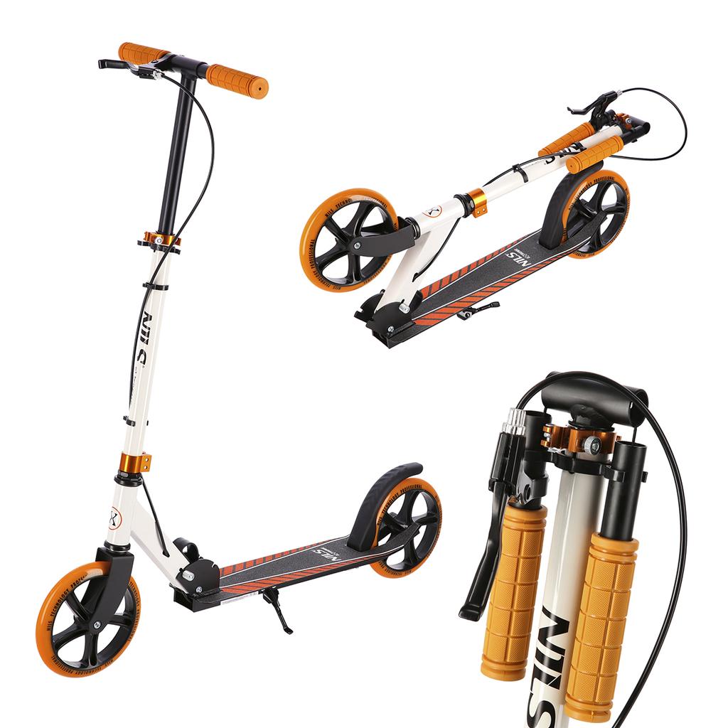 Hm0107 Monopattino Bianco-Arancione Nils Extreme