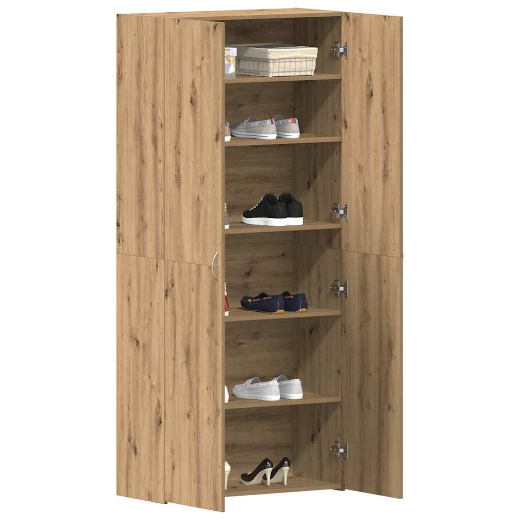 Shoe Cabinet with Shelf Brown 80 x 35.5 x 180 cm Engineered Wood