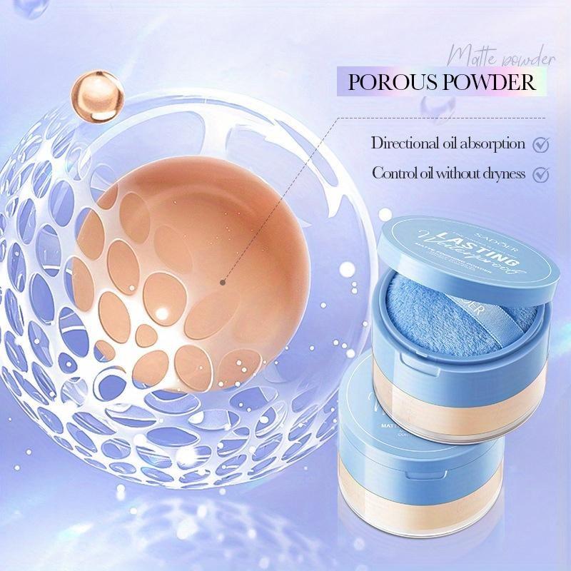 Matte Concealer Powder 15g SADOER Smoothing Powder Setting Powder, Strong Oil Control, Let The Base Makeup Clean All Day