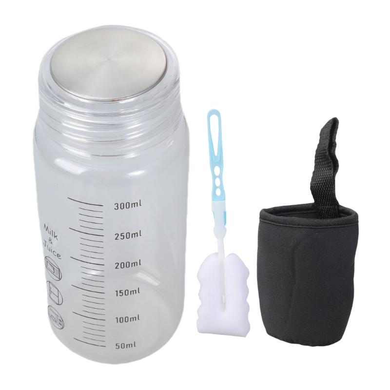 Leak Proof Microwave Safe Glass Drinkware 300ml With Measurement Scale Portable Water Bottle For Milk Juice Coffee