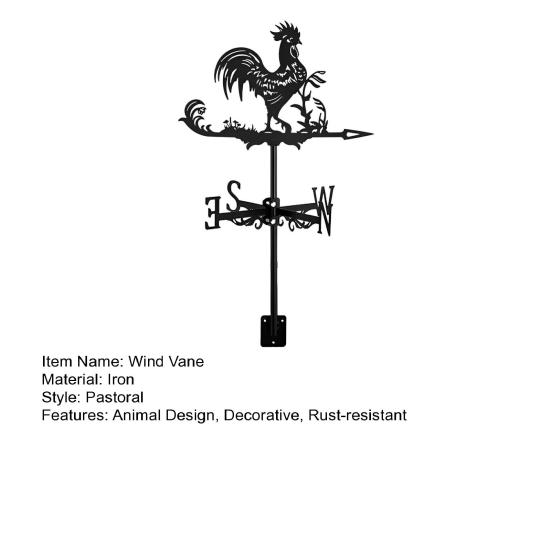 Fém Szélkakas Retro Kakas Kutya Madár Szélkakas Fekete Állat Szélkakas Szélirányjelző Tetőre Kültéri Gazdaság Udvar Kert Pavilon Dekor