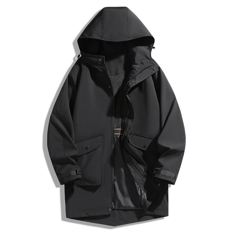 

Куртка-ветровка средней длины для мужчин, повседневная, больших размеров L чёрный