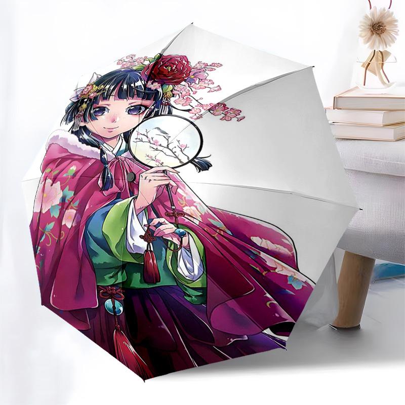 1pc Cherry Blossom Princess Outdoor Umbrella - Automatic Opening/Closing, Portable Tri-Fold Design with 8-Bone Iron Frame, Perfect Gift for Fans,