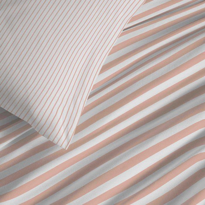 Pack complet housse de couette réversible "Vanessa" 6 pièces pour lit 140 x 190 Palerme Blush