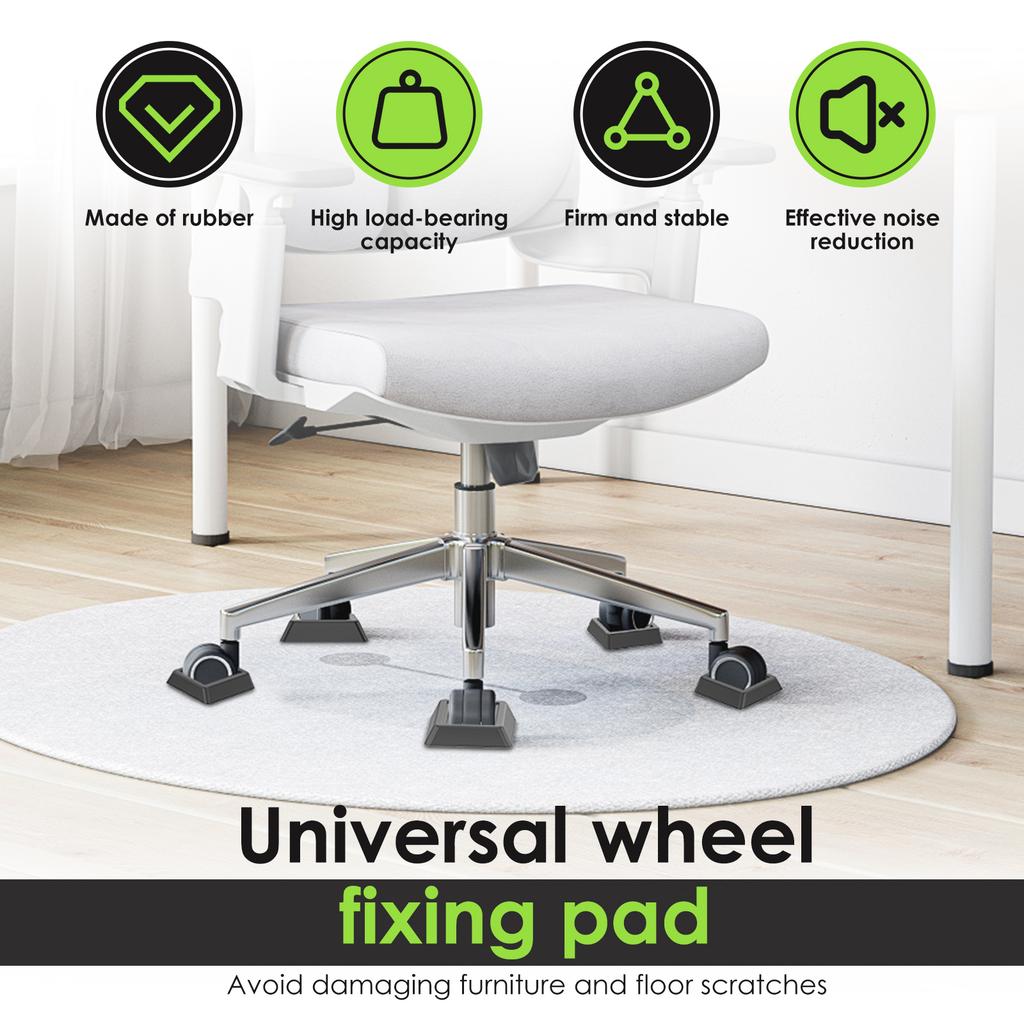 6/12Pcs Non Slip Furniture Caster Cup Rubber Universal Wheel Fixed Pad Office Chair Pad Bed Wheel Stopper to Prevent Scratches