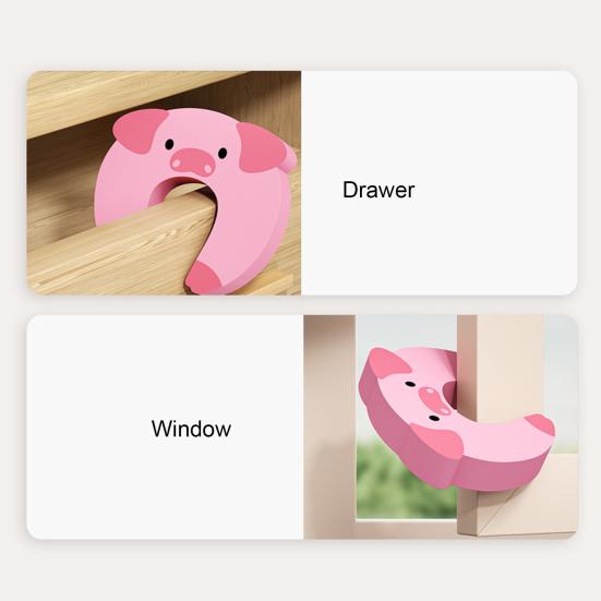 Door Pinch Guard Cute Animal Designs Door Slam Stopper with Adhesive Shock Absorption Wall Protector Door Stopper for Baby Safety