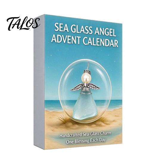 Christmas Countdown Gift for Women Sea Glass Angel Advent Calendar 2026, 24 Days Ornaments Creative Coastal Decor Lovers Calendar, Cute Doll Pendants