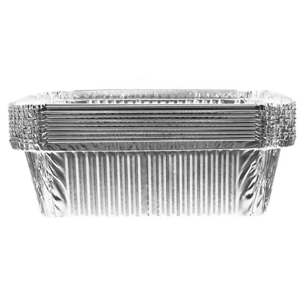 BHBL 50 Pcs Aluminum Foil Food Containers Disposable BBQ Boxes Tin Rectangular Oven Proof Heat Kitchen Food Holders Party