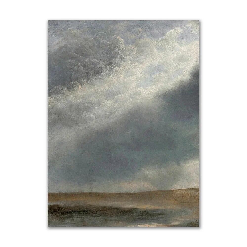 Vintage Gallery Wall Print Lake Cloud Landscape Flower Canvas Paintings Nordic Posters and Prints Living Room Home Decoration