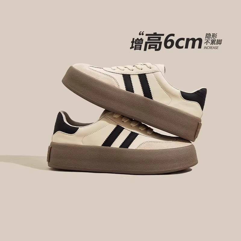 Sneakers platform casual board shoes women's 2025 spring and summer new leather versatile height increase soft sole German training shoes women's