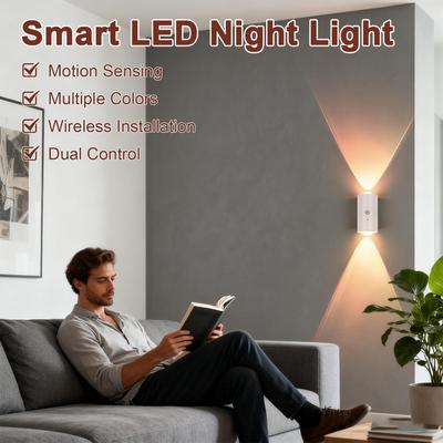 Color Changing Night Lamp Motion Activated & Remote Control Magnetic Wall RGB Night Light Automatic On Off For Living Room