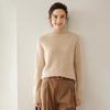 Twisted Flower Half-High Collar Cashmere Knit Sweater - Women's Solid Color, Long-Sleeve, Versatile Pullover, Comfortable Base Layer.