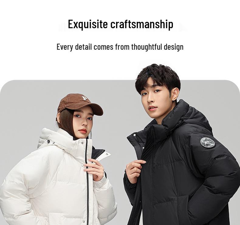 Men's Winter 2025 Mid-Length Down Jacket - Thick, Warm, Windproof Fashion Outerwear for Couples