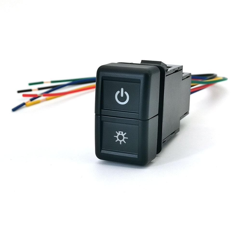 1 Stück Doppeltaster Schalter Passend für ISUZU 700P Auto Nebelscheinwerfer LED Tagfahrlicht Scheinwerfer Radar Schalter mit Kabel Auto Innenzubehör