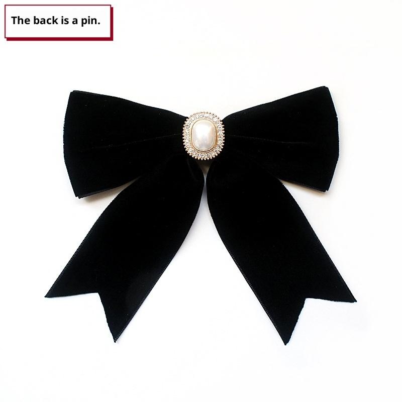 Black Bowtie Ribbon Bow Brooch Collar Necktie Uniform Shirt Collar Flower Brooches For Women Cloth Art Dresses Accessory