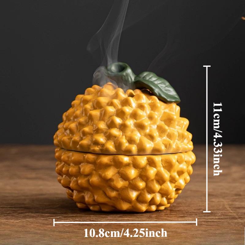1pc Ceramic Incense Burner, Orange/Persimmon/Durian Shaped Incense Burner, Temple Sacrificial Supplies Feng Shui Accessories