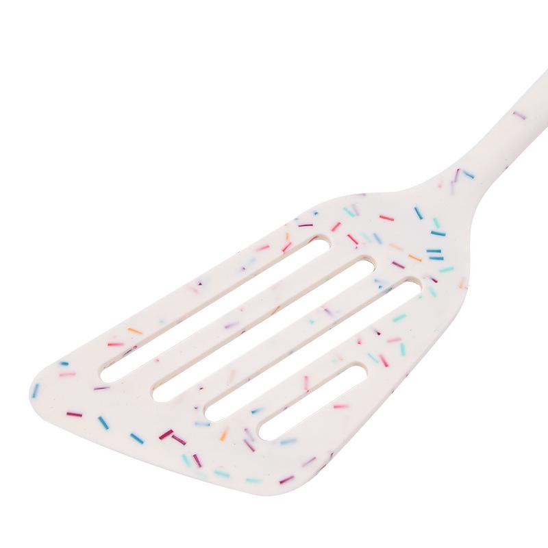 Silicone Kitchen Utensils Set: 6-Piece Non-Stick Color Dot Shovel, Spoon, and Steak Shovel.