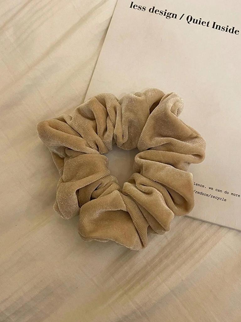 1pc Women's 6.5in Premium Satin Scrunchies Hair Ties, Black, White, Khaki, Brown, Elegant, Versatile, Minimalist, Solid Color